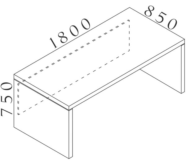 Stůl Lineart 180 x 85 cm, jilm světlý