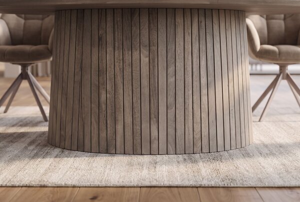 Oválný jídelní stůl ART DECO 220 CM kouřově šedý masiv mango Nábytek | Jídelní prostory | Jídelní stoly | Kulaté