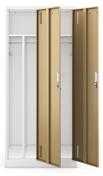 Zaměstnanecká skříňka čtyřkomorová bílá/ořech, 800x1800x500 mm: KACPER Eco Design