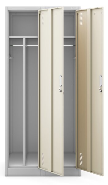 Zaměstnanecká skříňka čtyřkomorová šedá/dub sonoma, 800x1800x500 mm: KACPER Eco Design