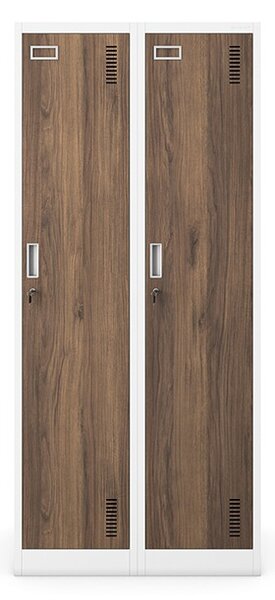 Zaměstnanecká skříňka čtyřkomorová bílá/ořech, 800x1800x500 mm: KACPER Eco Design