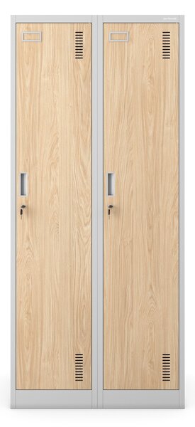 Zaměstnanecká skříňka čtyřkomorová šedá/dub sonoma, 800x1800x500 mm: KACPER Eco Design