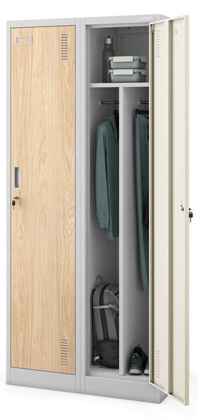 Zaměstnanecká skříňka čtyřkomorová šedá/dub sonoma, 800x1800x500 mm: KACPER Eco Design