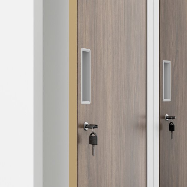 Zaměstnanecká skříňka čtyřkomorová bílá/ořech, 800x1800x500 mm: KACPER Eco Design