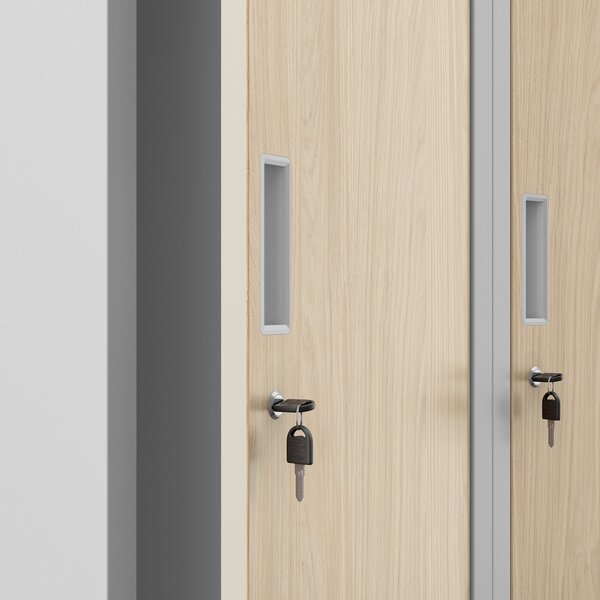 Zaměstnanecká skříňka čtyřkomorová šedá/dub sonoma, 800x1800x500 mm: KACPER Eco Design
