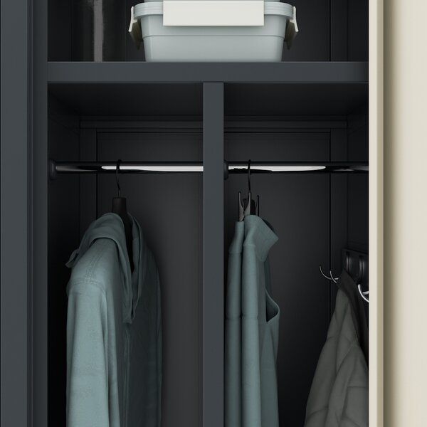 Zaměstnanecká skříňka čtyřkomorová antracitová/dub sonoma, 800x1800x500 mm: KACPER Eco Design