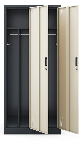 Zaměstnanecká skříňka čtyřkomorová antracitová/dub sonoma, 800x1800x500 mm: KACPER Eco Design