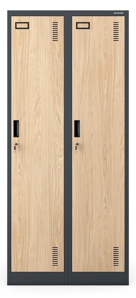 Zaměstnanecká skříňka čtyřkomorová antracitová/dub sonoma, 800x1800x500 mm: KACPER Eco Design