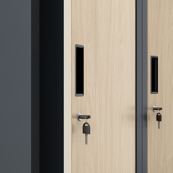 Zaměstnanecká skříňka čtyřkomorová antracitová/dub sonoma, 800x1800x500 mm: KACPER Eco Design
