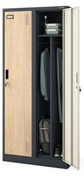 Zaměstnanecká skříňka čtyřkomorová antracitová/dub sonoma, 800x1800x500 mm: KACPER Eco Design