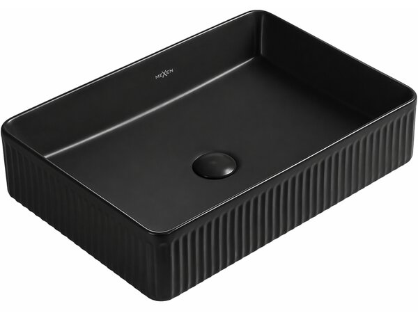 Mexen Grovo umyvadlo na desku rýhované 50 x 34 cm, černá matná - 22305085