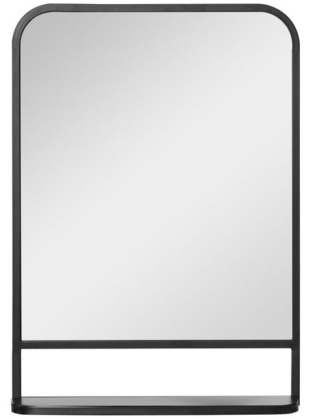 Zrcadlo HOMCOM 70 x 50 cm, Zrcadlo do Obývacího Pokoje, Závěsné Zrcadlo, Dekorativní Zrcadlo Obdélníkové se Policí pro Předsíň a Ložnici, Moderní Eleg
