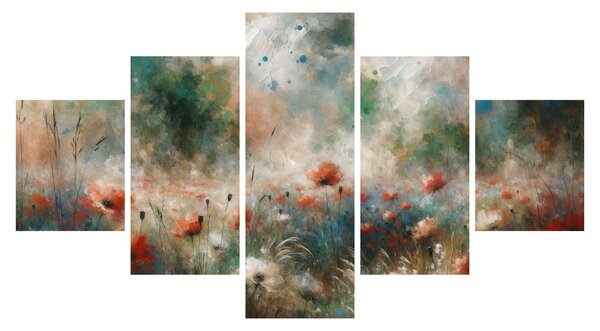 Obraz - Abstrakce pole s vlčími máky (125x70 cm)