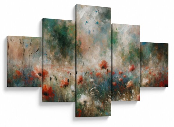 Obraz - Abstrakce pole s vlčími máky (125x70 cm)