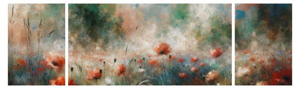 Obraz - Abstrakce pole s vlčími máky (170x50 cm)