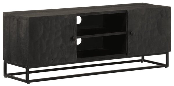 TV skříňka černá 110 x 30 x 40 cm masivní mangovník a železo