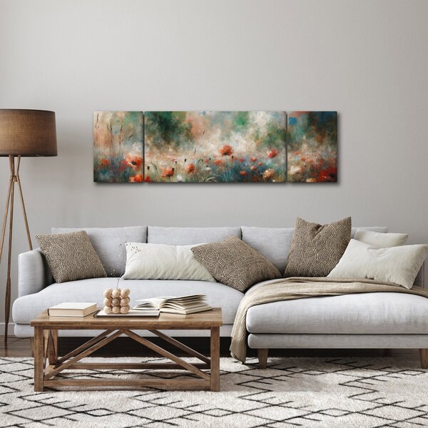 Obraz - Abstrakce pole s vlčími máky (170x50 cm)