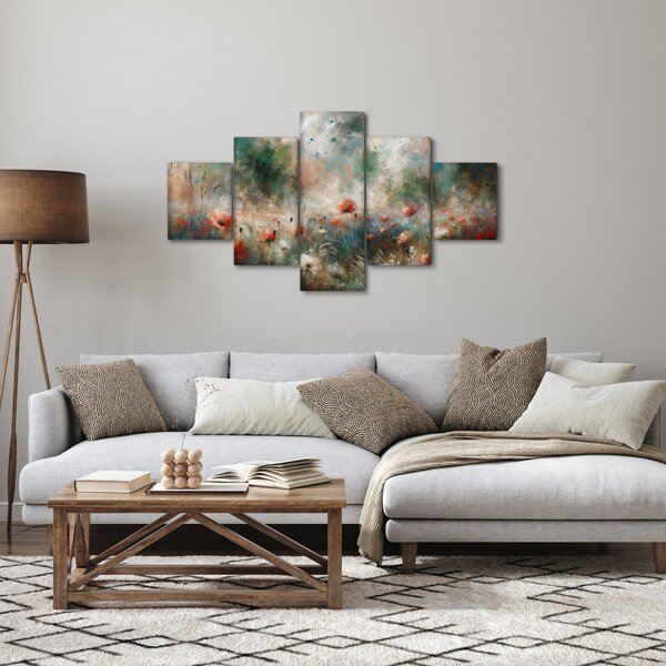 Obraz - Abstrakce pole s vlčími máky (125x70 cm)