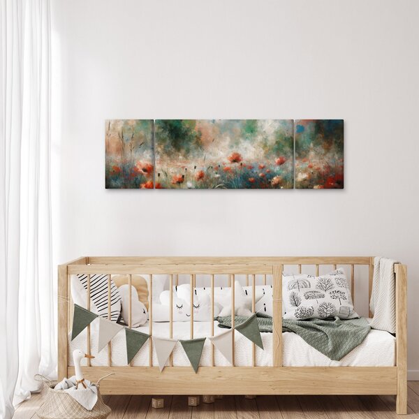Obraz - Abstrakce pole s vlčími máky (170x50 cm)