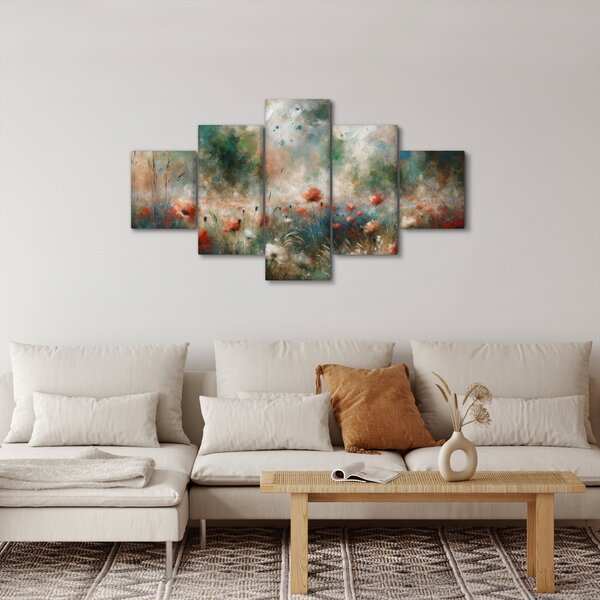 Obraz - Abstrakce pole s vlčími máky (125x70 cm)