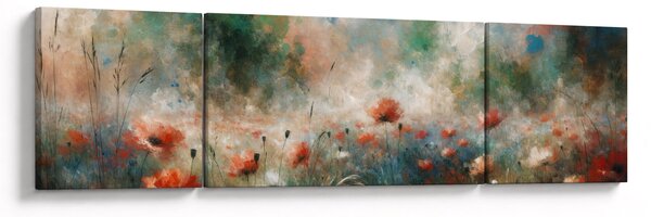 Obraz - Abstrakce pole s vlčími máky (170x50 cm)