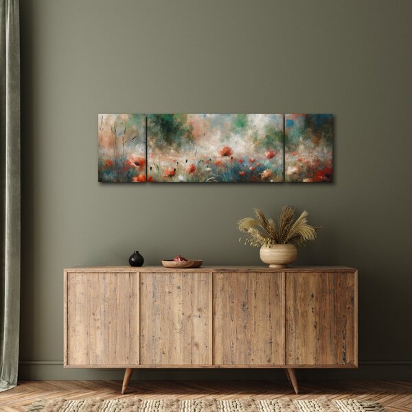 Obraz - Abstrakce pole s vlčími máky (170x50 cm)