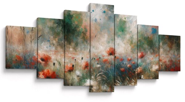 Obraz - Abstrakce pole s vlčími máky (210x100 cm)