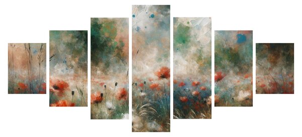 Obraz - Abstrakce pole s vlčími máky (210x100 cm)