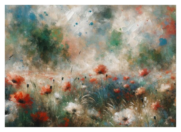 Obraz - Abstrakce pole s vlčími máky (70x50 cm)