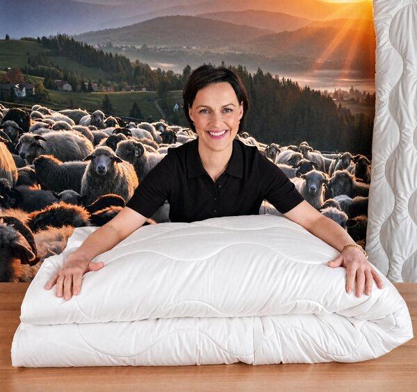 Extra teplá dvoulůžková vlněná přikrývka Besky Premium — luxusní vlněná deka z nejlepší ovčí vlny z Beskyd