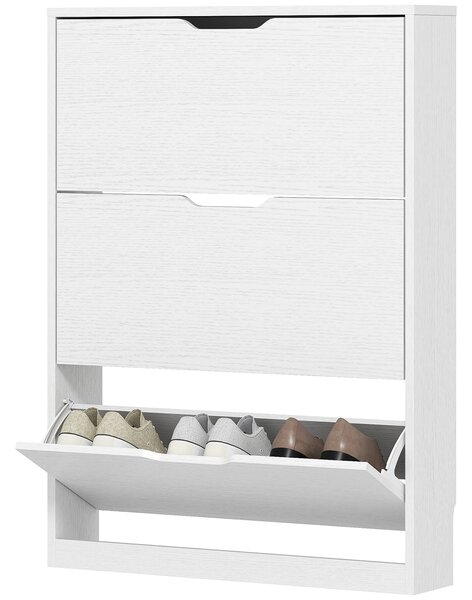 HOMCOM Skříň na boty se 3 dvířky, Botník, Skříň na obuv pro 9-12 párů bot 80 x 17 x 108 cm, Bílá | Aosom