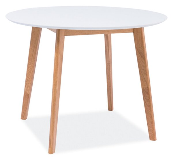 Jídelní stůl Mosso II 100 × 75 cm - dřevovlákno, bílá / dub