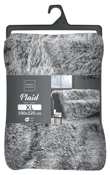 Šedá deka z umělé kožešiny 180x220 cm Antartic – douceur d'intérieur