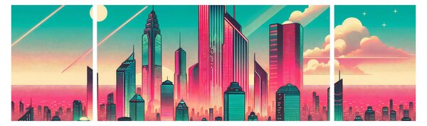 Obraz - Velkoměsto v pop-art stylu (170x50 cm)