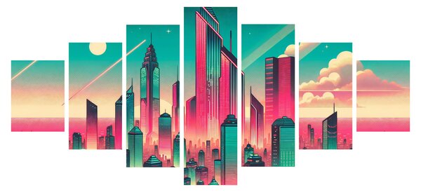 Obraz - Velkoměsto v pop-art stylu (210x100 cm)