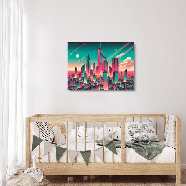 Skleněný obraz - Velkoměsto v pop-art stylu (70x50 cm)