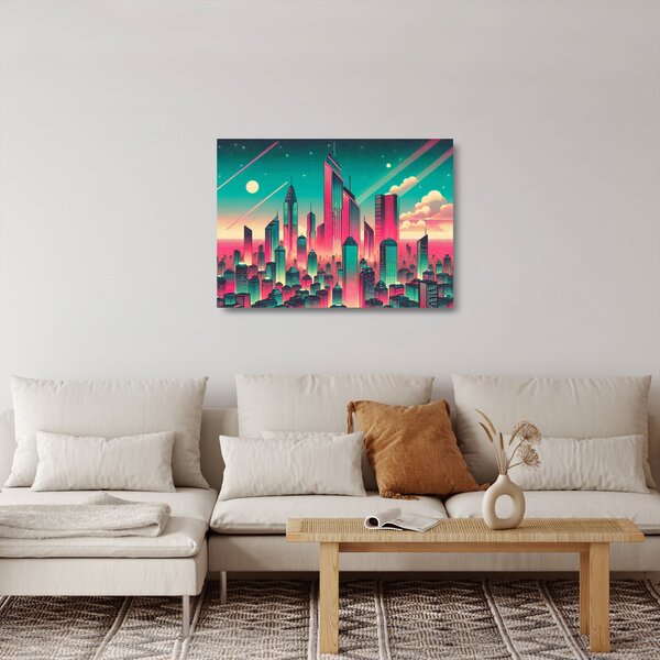 Skleněný obraz - Velkoměsto v pop-art stylu (70x50 cm)