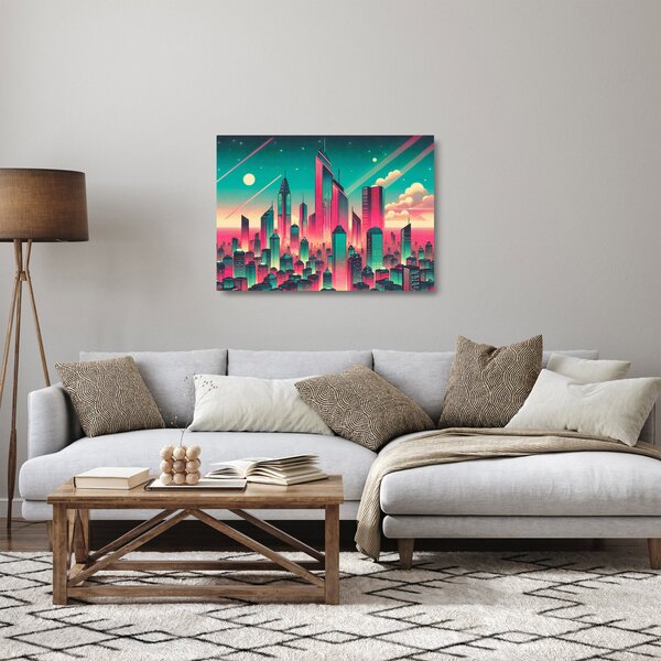 Skleněný obraz - Velkoměsto v pop-art stylu (70x50 cm)