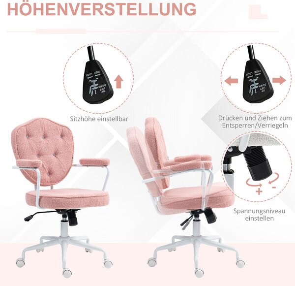 HOMCOM Kancelářská Židle, Ergonomická Židle s Houpací Funkcí, Kryt s Knoflíky, Výškově Nastavitelná Počítačová Židle se Skřípací Funkcí, pro Domácí Ka