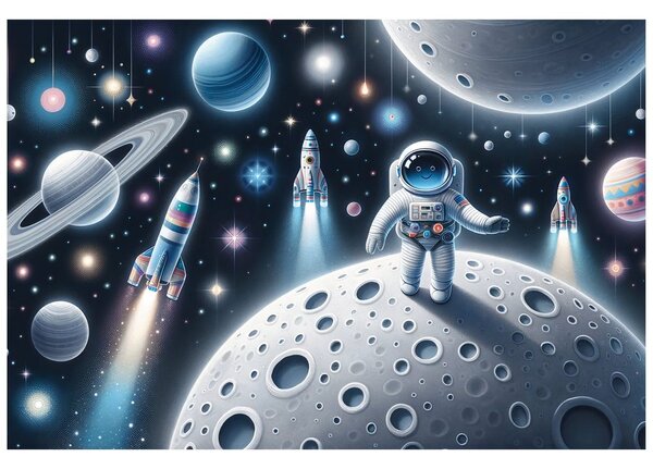 Tapeta dětský vesmír s astronauty