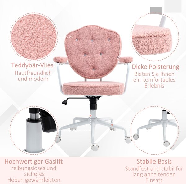 HOMCOM Kancelářská Židle, Ergonomická Židle s Houpací Funkcí, Kryt s Knoflíky, Výškově Nastavitelná Počítačová Židle se Skřípací Funkcí, pro Domácí Ka