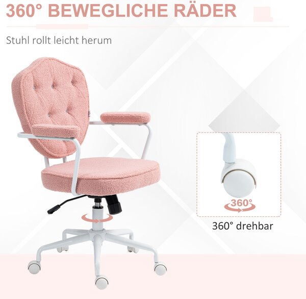 HOMCOM Kancelářská Židle, Ergonomická Židle s Houpací Funkcí, Kryt s Knoflíky, Výškově Nastavitelná Počítačová Židle se Skřípací Funkcí, pro Domácí Ka
