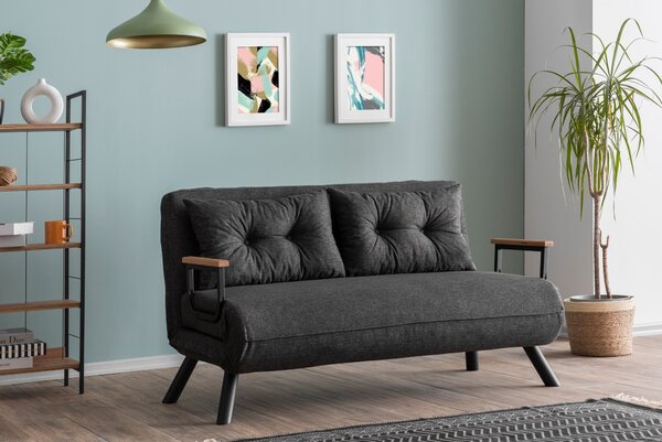 Pohovka futon Sandy (Tmavá šedá). Akce -23%
