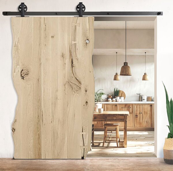Posuvné dubové dřevěné dveře jednokřídlé ONE BOARD RUSTIC surové