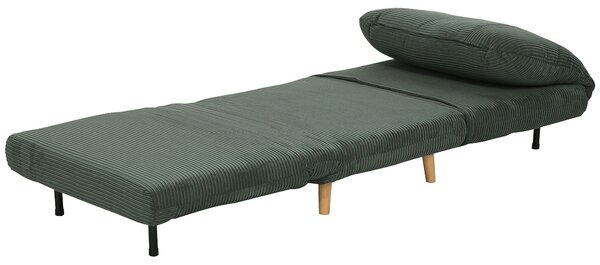 HOMCOM 2-v-1 Spací Pohovka S Křeslem, Skládací Matraci pro Hosty v Corduroy Vzhledu, pro Ložnici a Obývací Pokoj, Zelená, 82 x 89 x 83 cm | Aosom