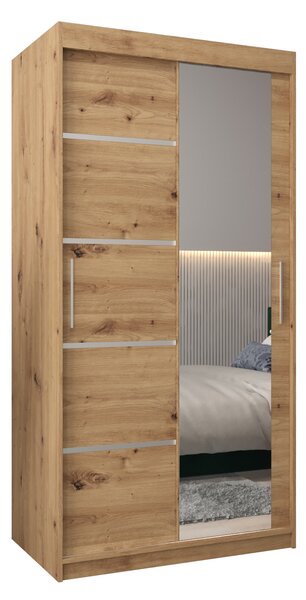 Šatní skříň 100 cm se zrcadlem Verika 2 100 (dub artisan)