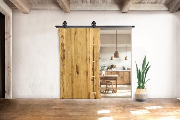 Posuvné dubové dřevěné dveře jednokřídlé ONE BOARD RUSTIC přírodní olej