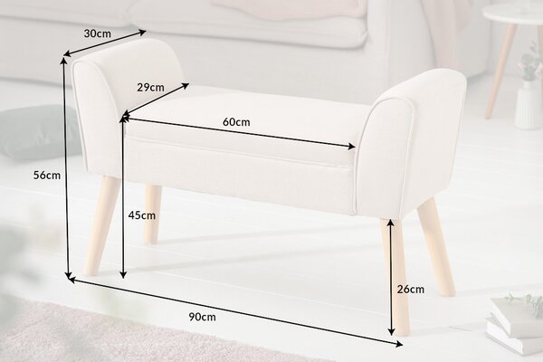 Designová lavice Dafina 90 cm len béžová