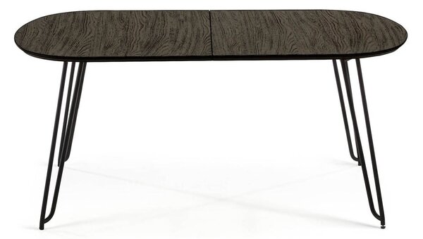 Tmavě hnědý rozkládací jídelní stůl s deskou v dekoru jasanového dřeva 100x170 cm Milian – Kave Home