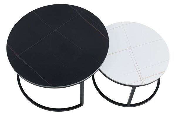 Set kulatých konferenčních stolků TIBUR - černý / bílý